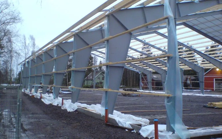 Steel frame of a building under construction