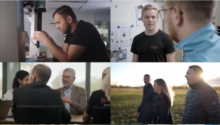 Collage med fyra bilder på medarbetare i arbete